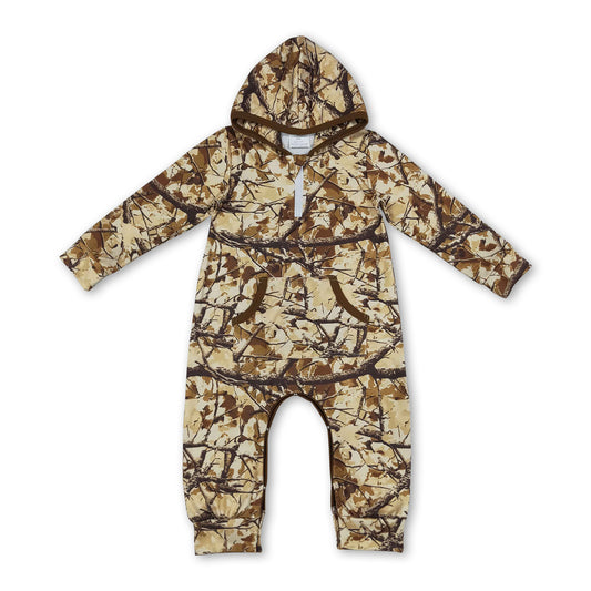 Long sleeves camo baby boys fall hooded romper