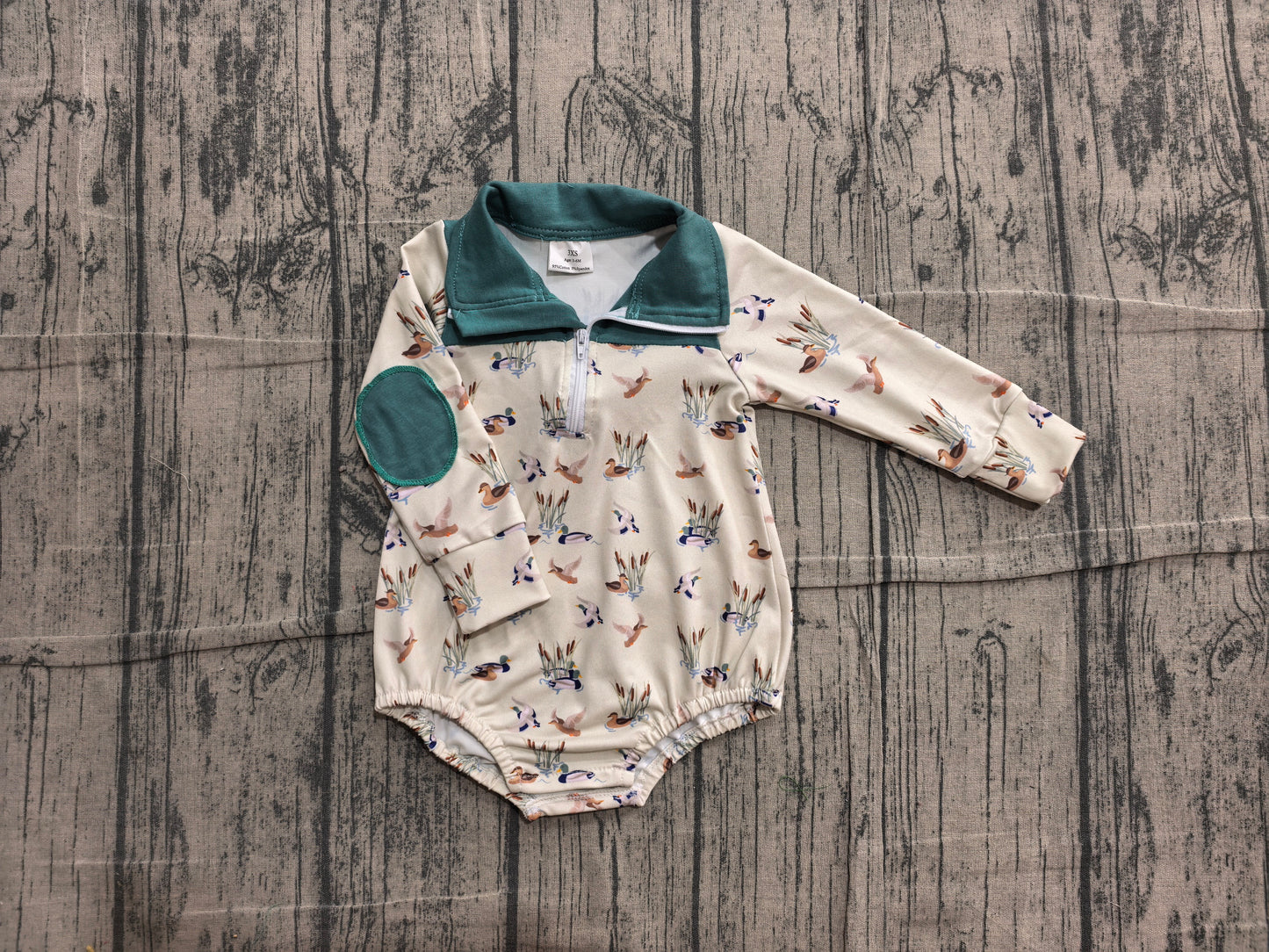 Long sleeves duck zipper baby boy fall romper