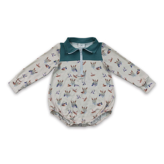 Long sleeves duck zipper baby boy fall romper