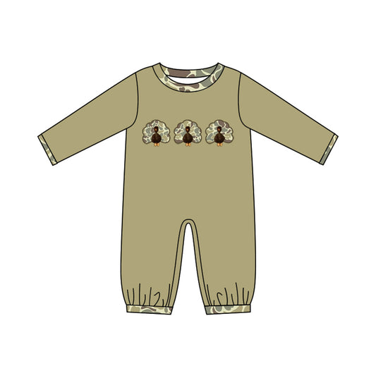 Turkey camo embroidery boy Thanksgiving romper