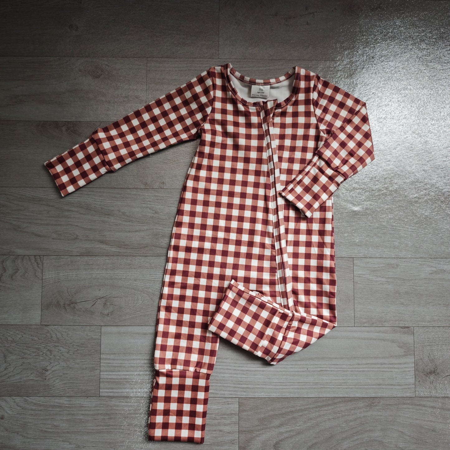 Long sleeves plaid baby boy fall zipper romper