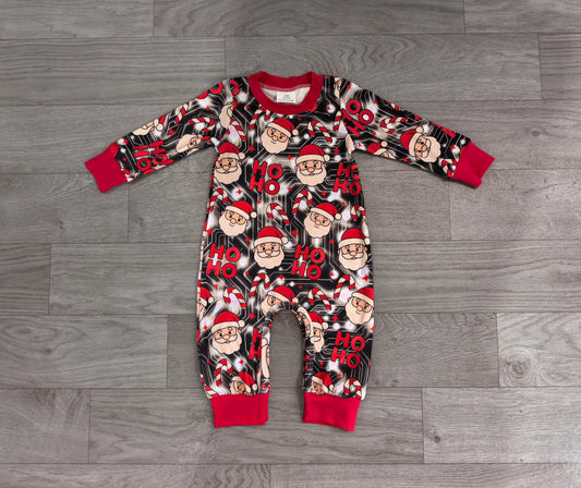 Red long sleeves ho ho ho santa baby Christmas romper