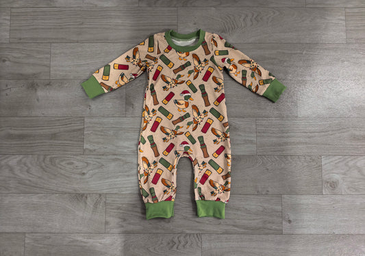 Long sleeves Christmas duck call baby boy romper