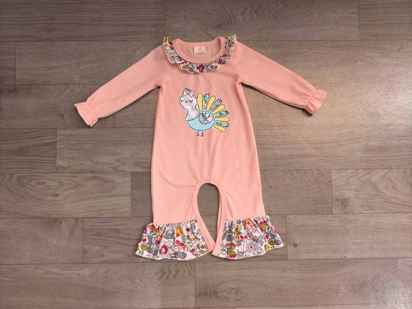 Ho ho ho santa embroidery girls Christmas romper