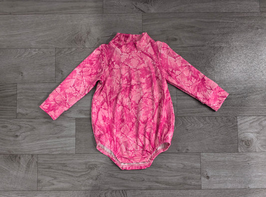 Long sleeves pink leaves camo baby girls romper