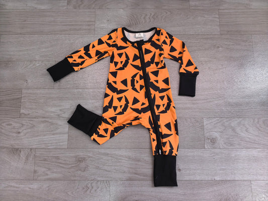 Long sleeves pumpkin baby boy Halloween romper