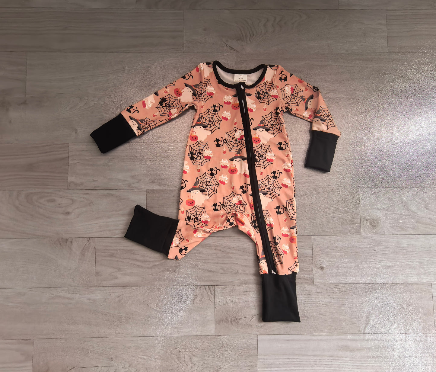 Pumpkin ghost baby boy Halloween zipper romper