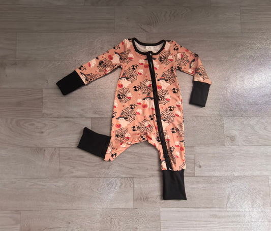 Pumpkin ghost baby boy Halloween zipper romper