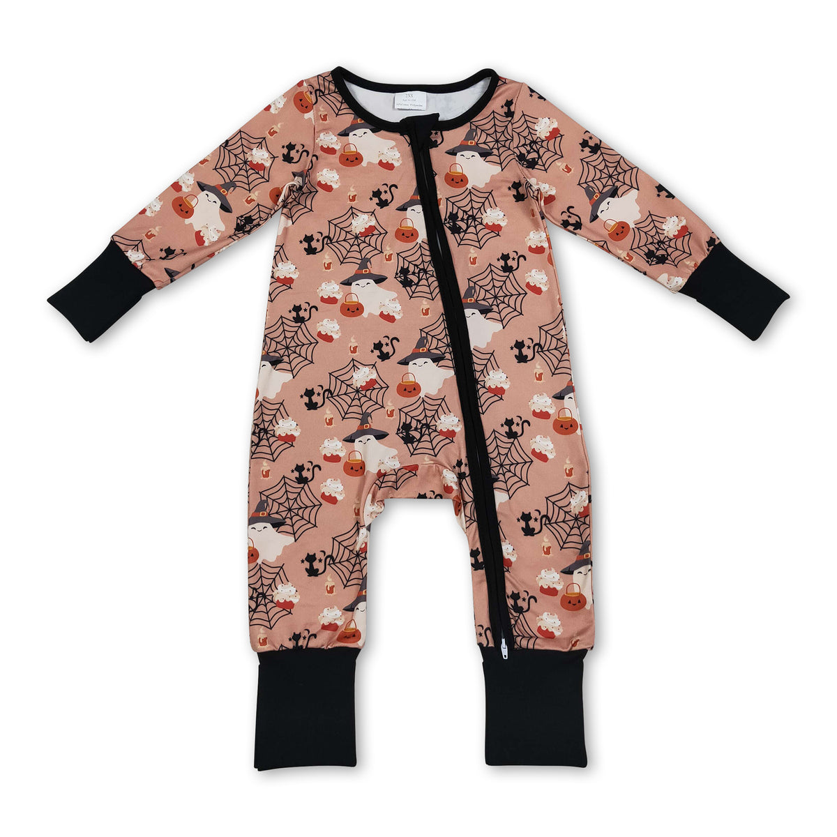 Pumpkin ghost baby boy Halloween zipper romper