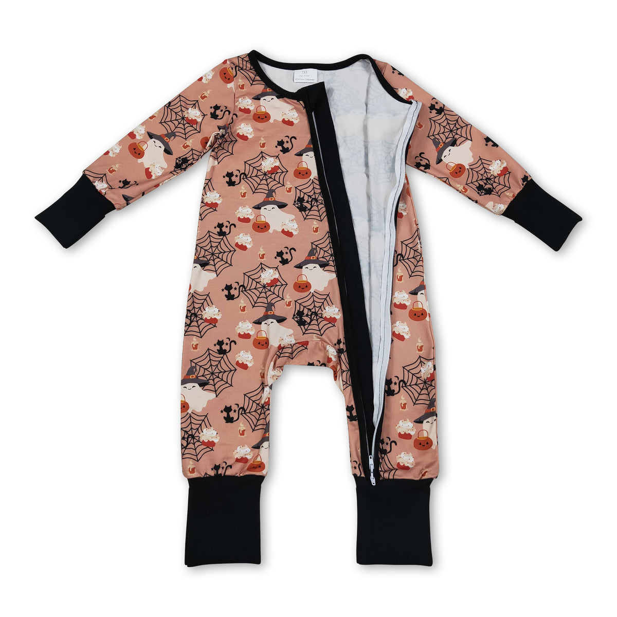 Pumpkin ghost baby boy Halloween zipper romper