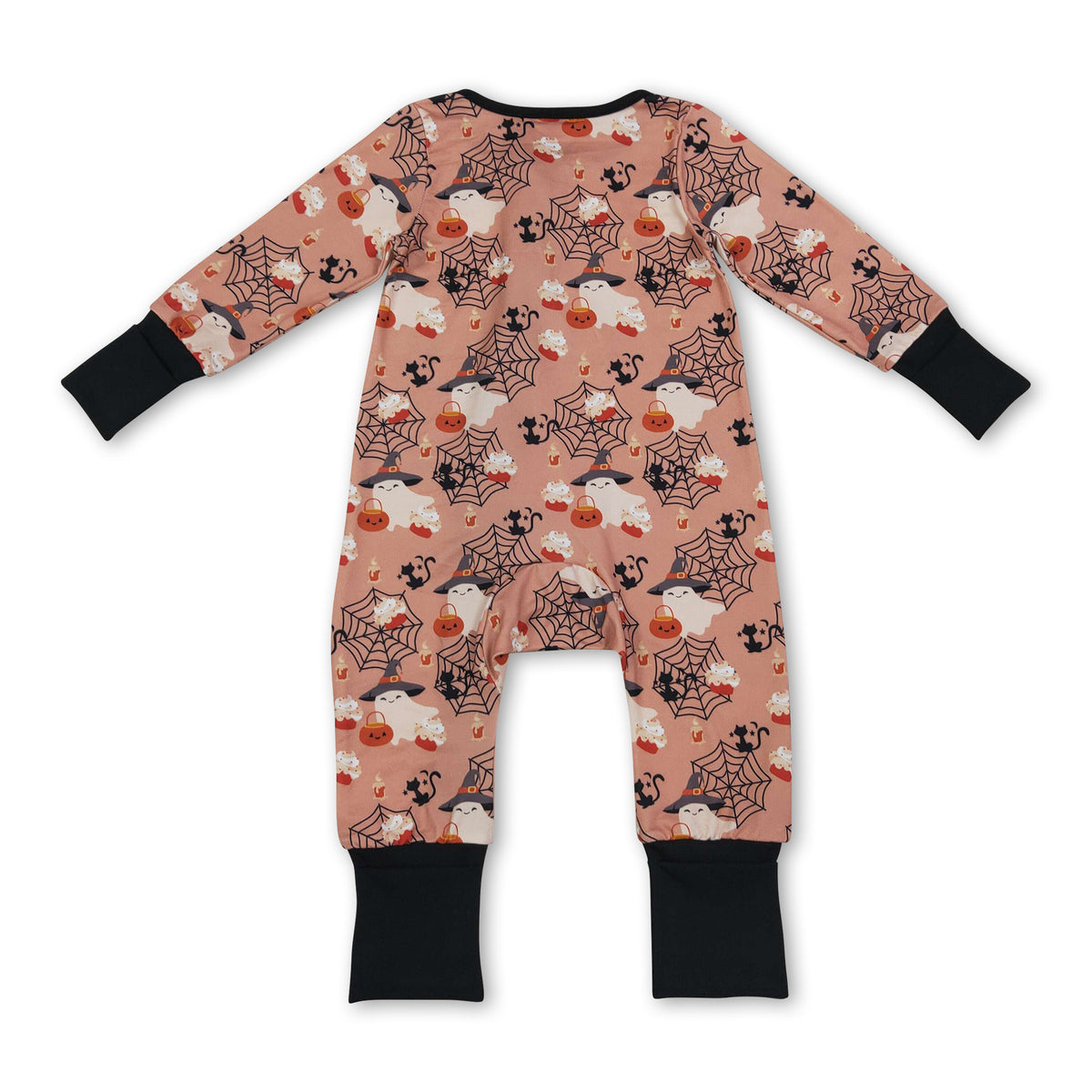 Pumpkin ghost baby boy Halloween zipper romper