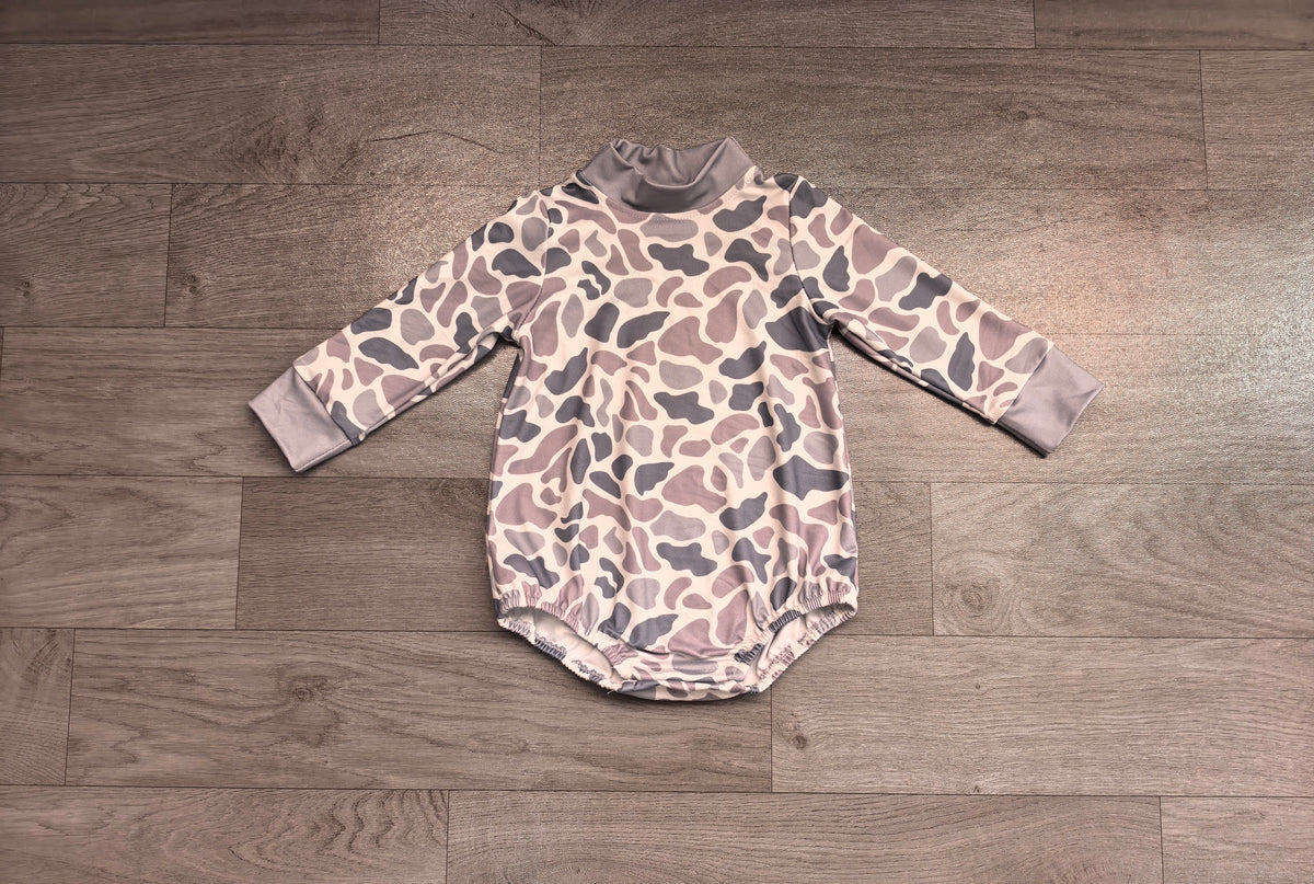 Long sleeves grey camo baby kids fall romper