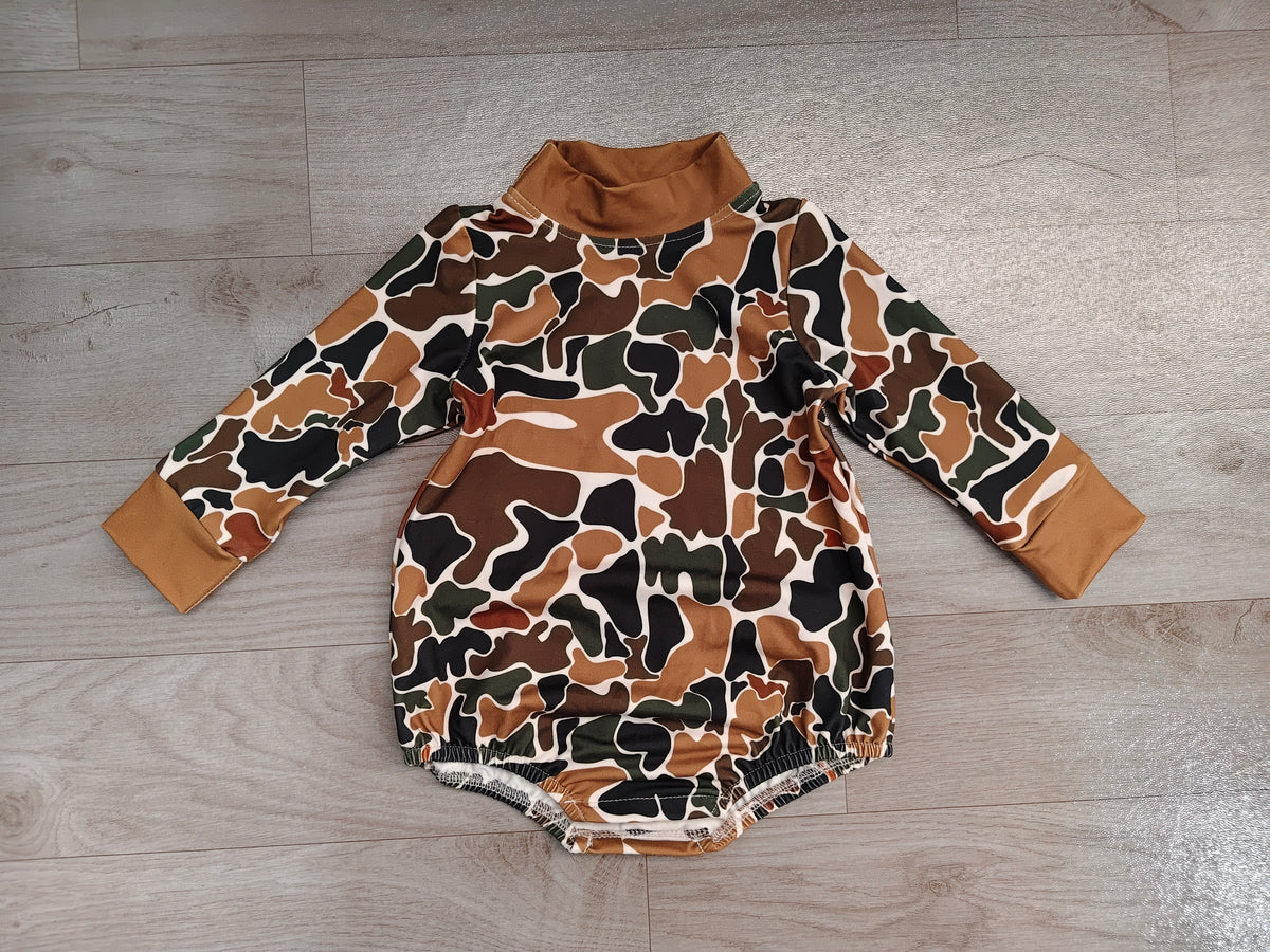 Long sleeves brown camo baby kids fall romper