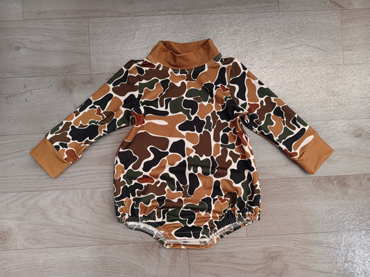 Long sleeves brown camo baby kids fall romper
