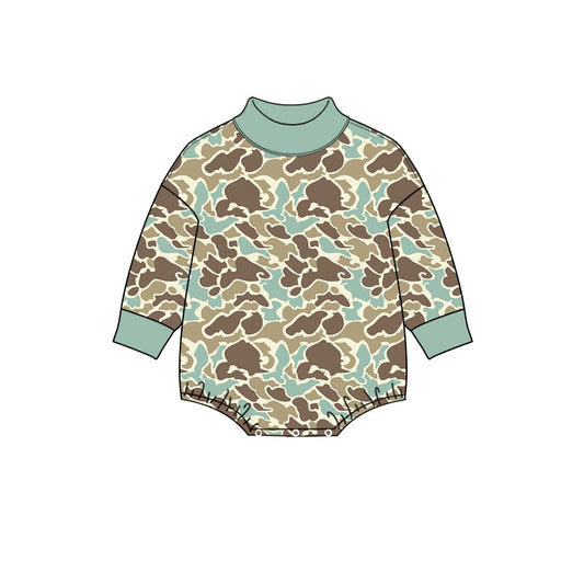 Long sleeves mint camo baby kids fall romper