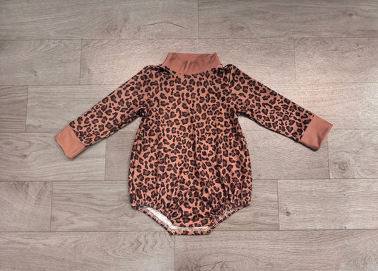 Long sleeves leopard baby girls fall romper