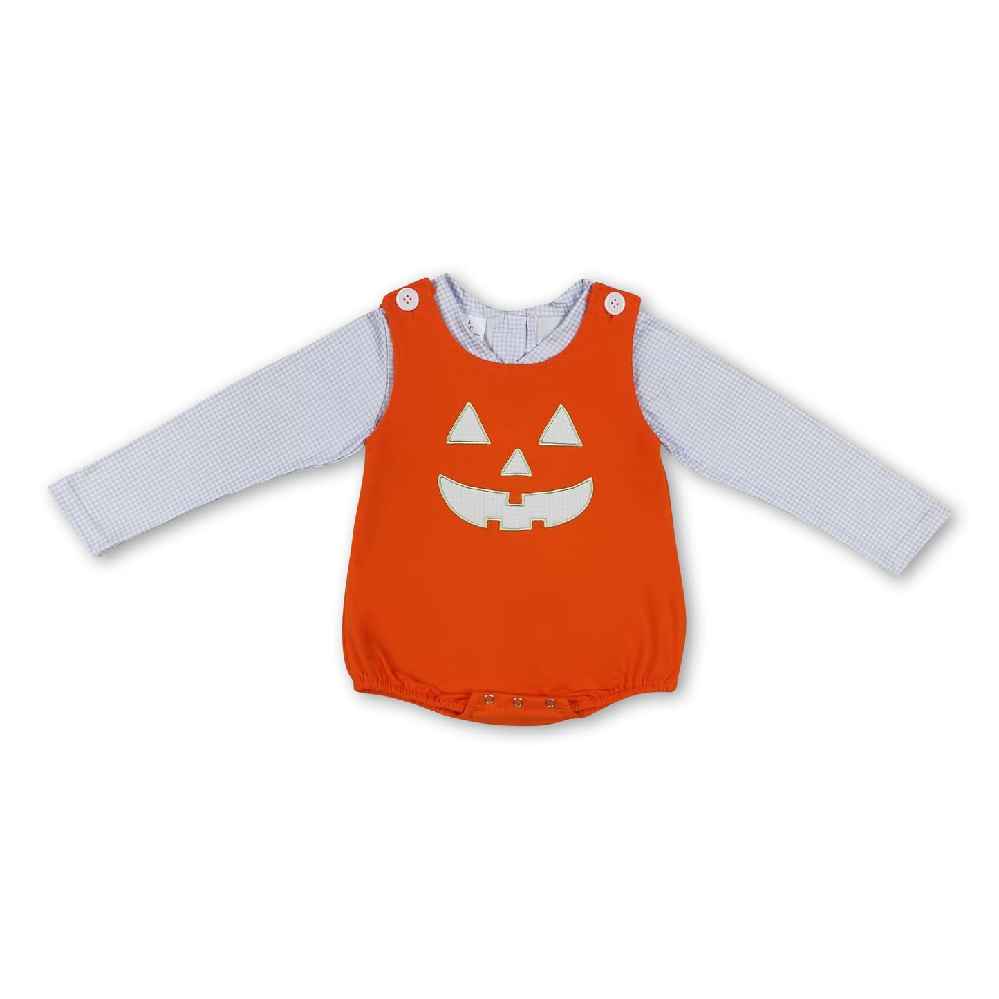 Blue plaid top orange romper baby boys Halloween set