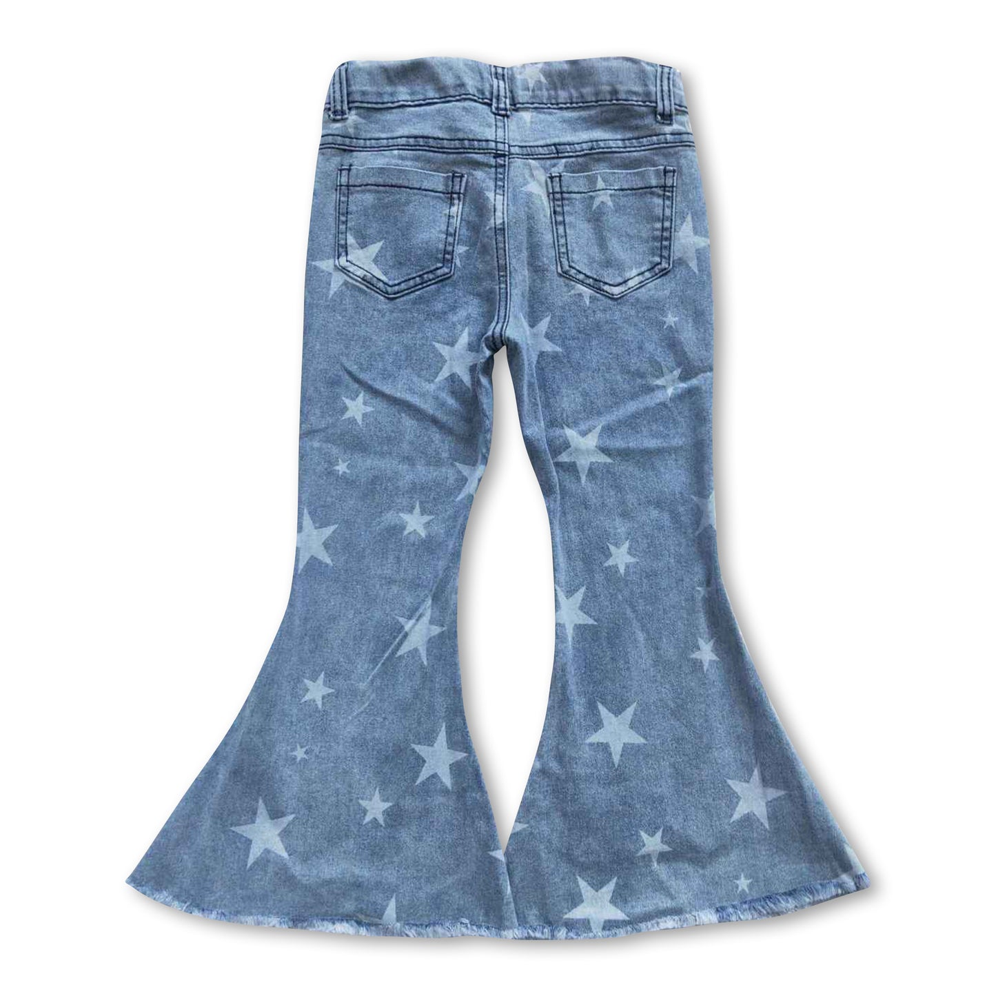 Stars print pockets elastic waist baby girls jeans