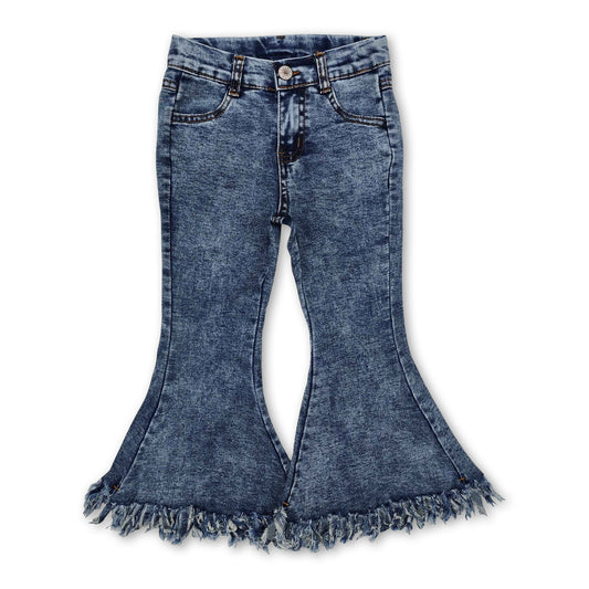 Light tassels denim pants girls bell bottom jeans