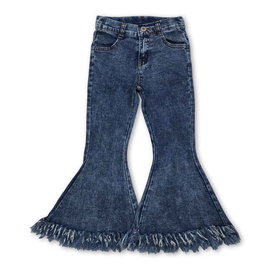 Light tassels denim pants girls bell bottom jeans ship from US