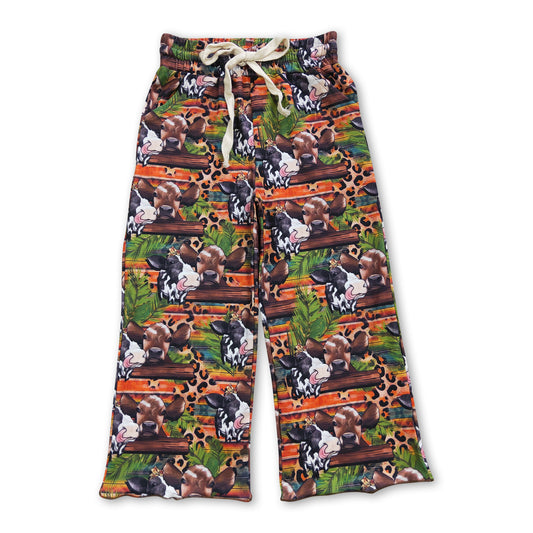 Cow leopard western kids girls pants