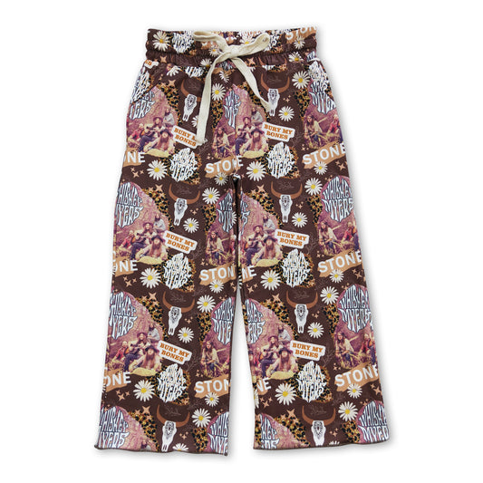 Bull skull flower song kids girls pants