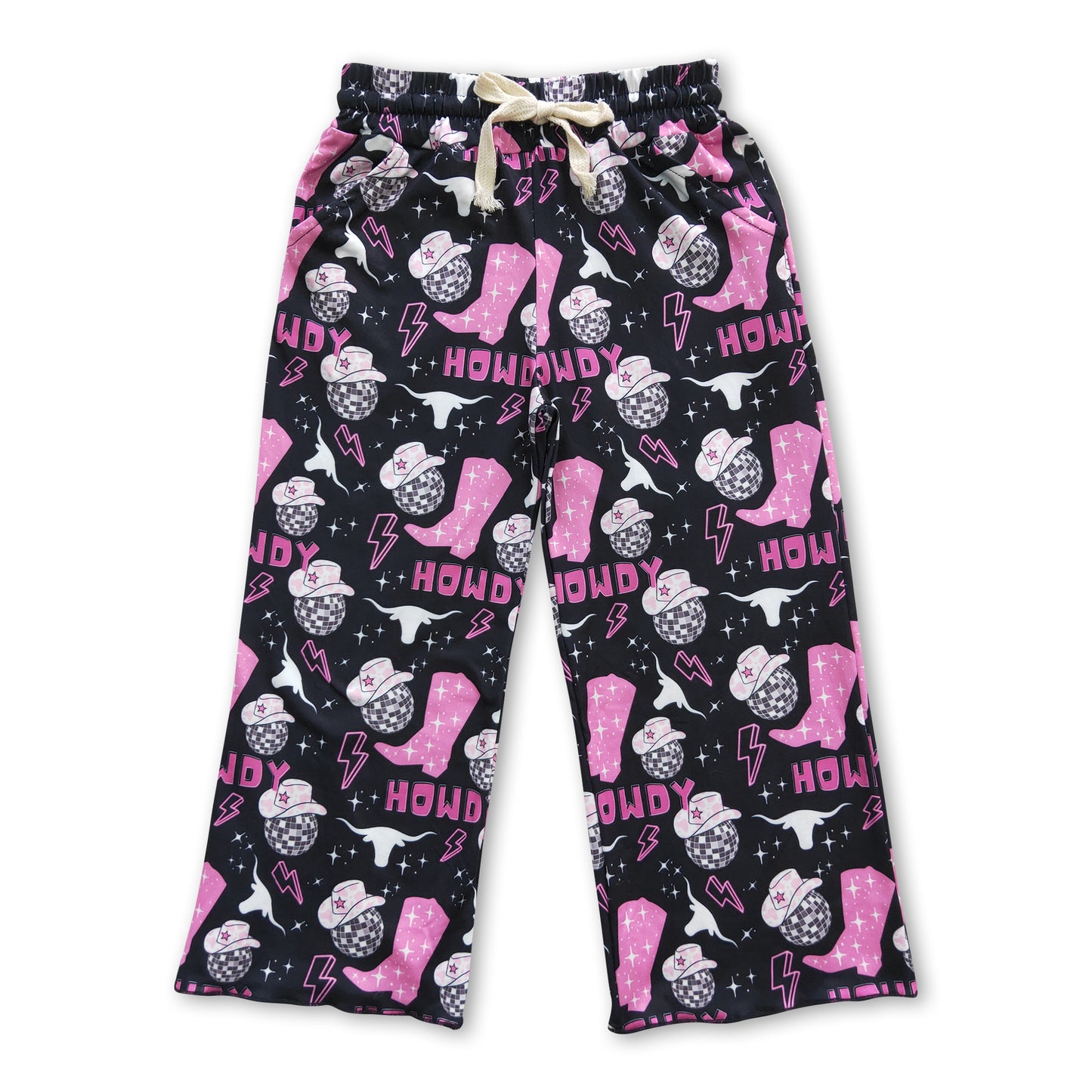 Howdy boots bull skull kids girls western pants