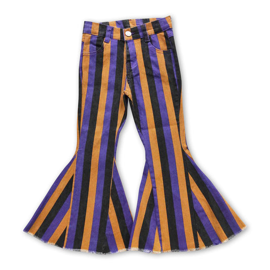 Orange purple stripe kids girls Halloween jeans