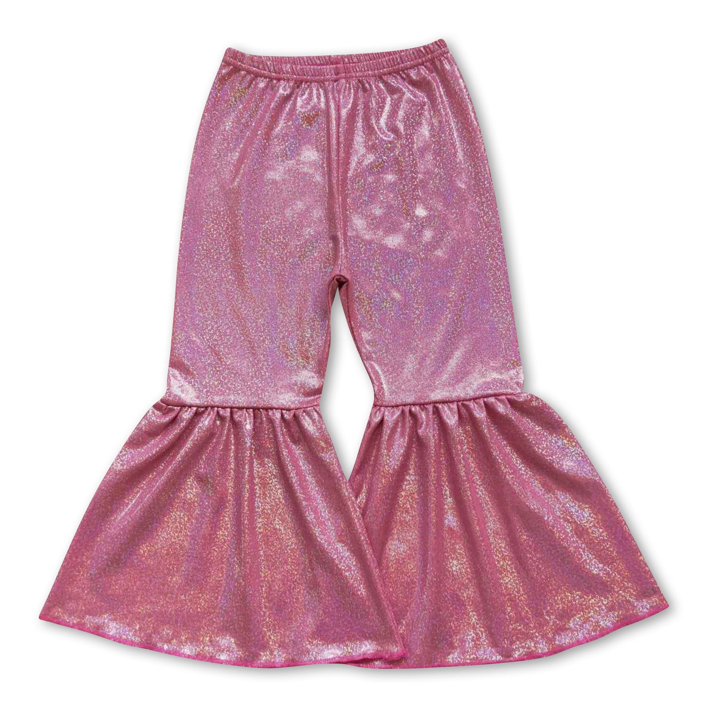 Pink shinny baby girls bell bottom pants