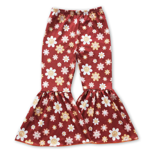 Smile flower kids girls bell bottom pants