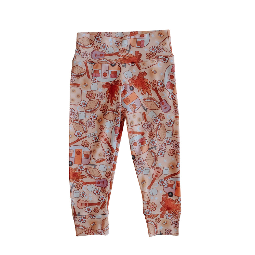 Camping flower baby girls leggings