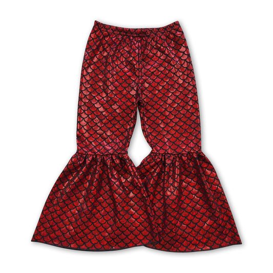 Red mermaid scale baby girls bell bottom pants