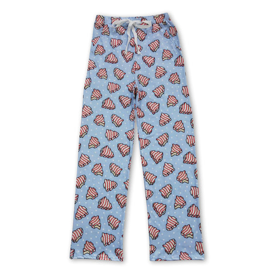 Blue cake family clothes adult Christmas pants