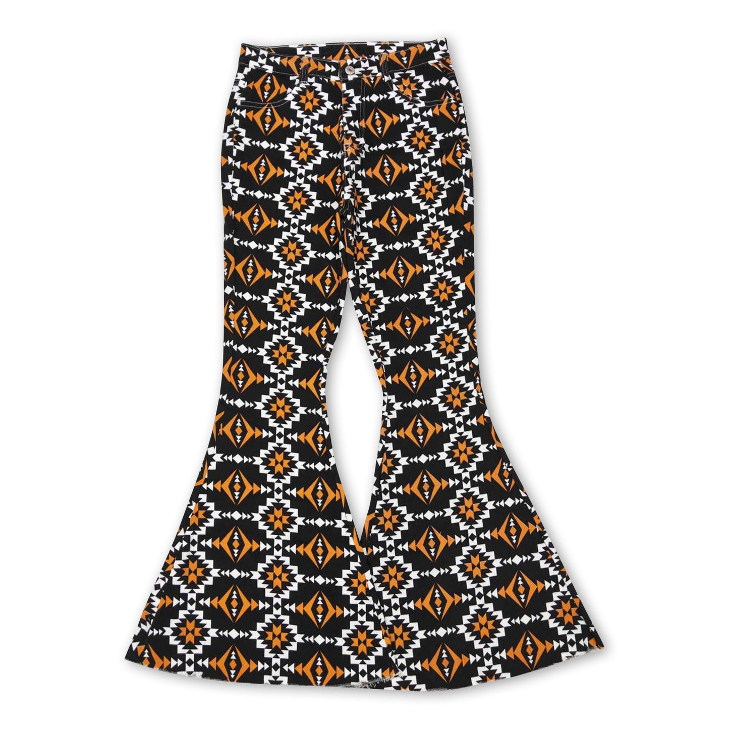 Black orange aztec women denim pants adult jeans