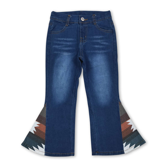 Blue aztec bell bottom pants girls western jeans