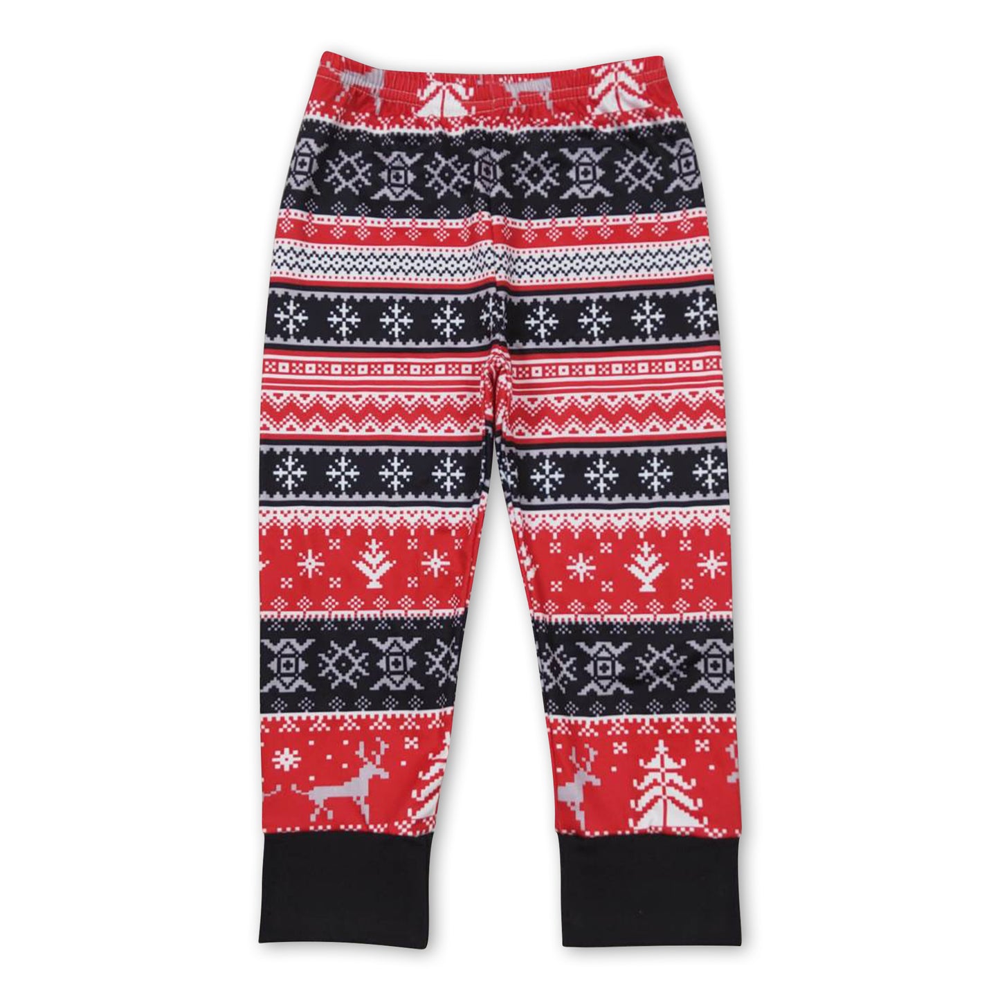 Red black deer Christmas tree baby kids pants