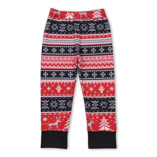 Red black deer Christmas tree baby kids pants