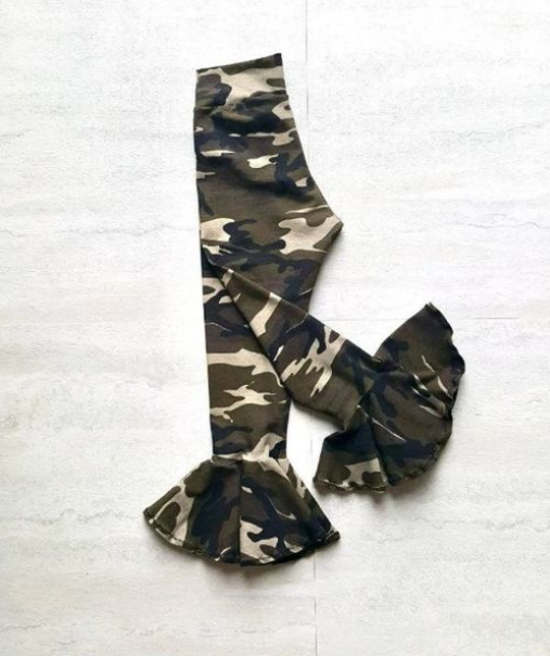 Camo ruffle baby girls pants