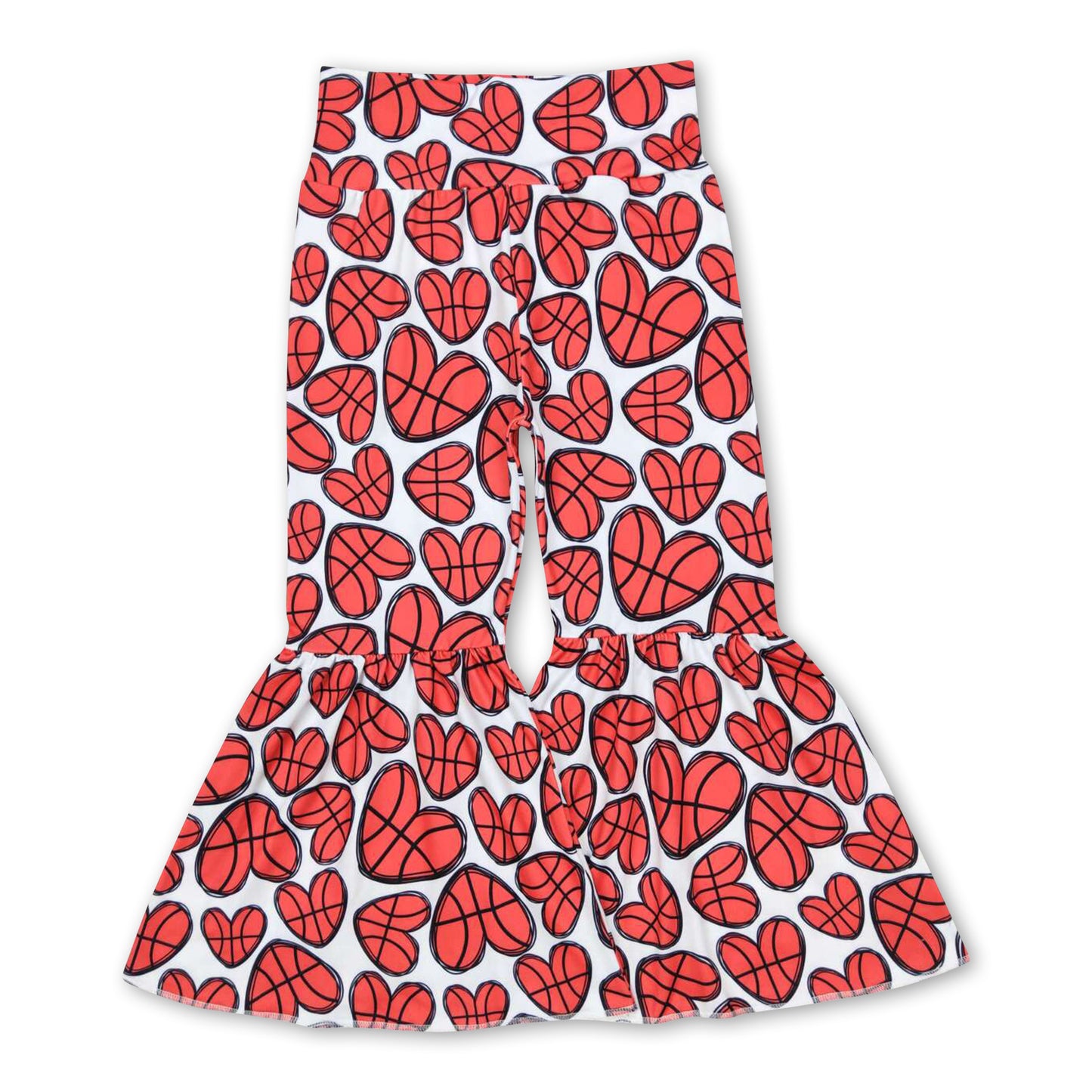 Heart basketball kids girls bell bottom pants