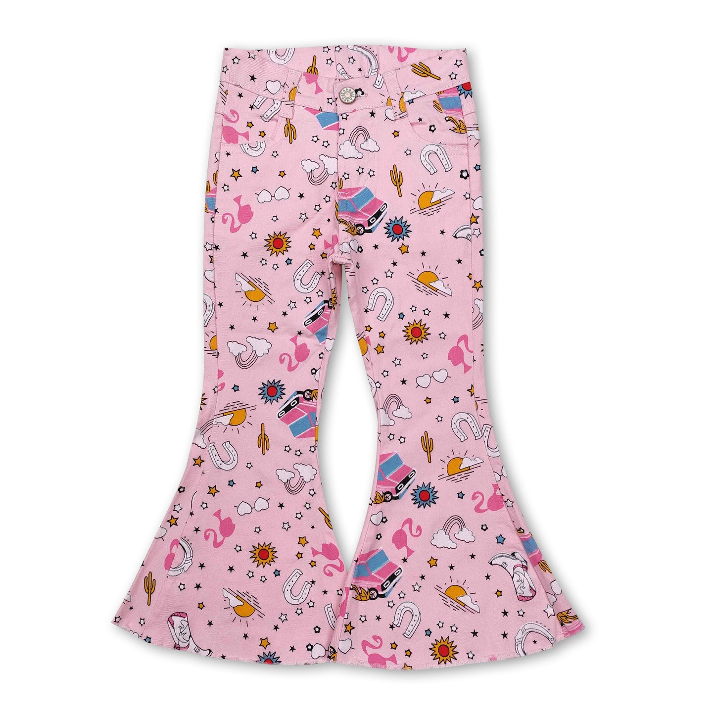 Pink cactus rainbow party girls jeans