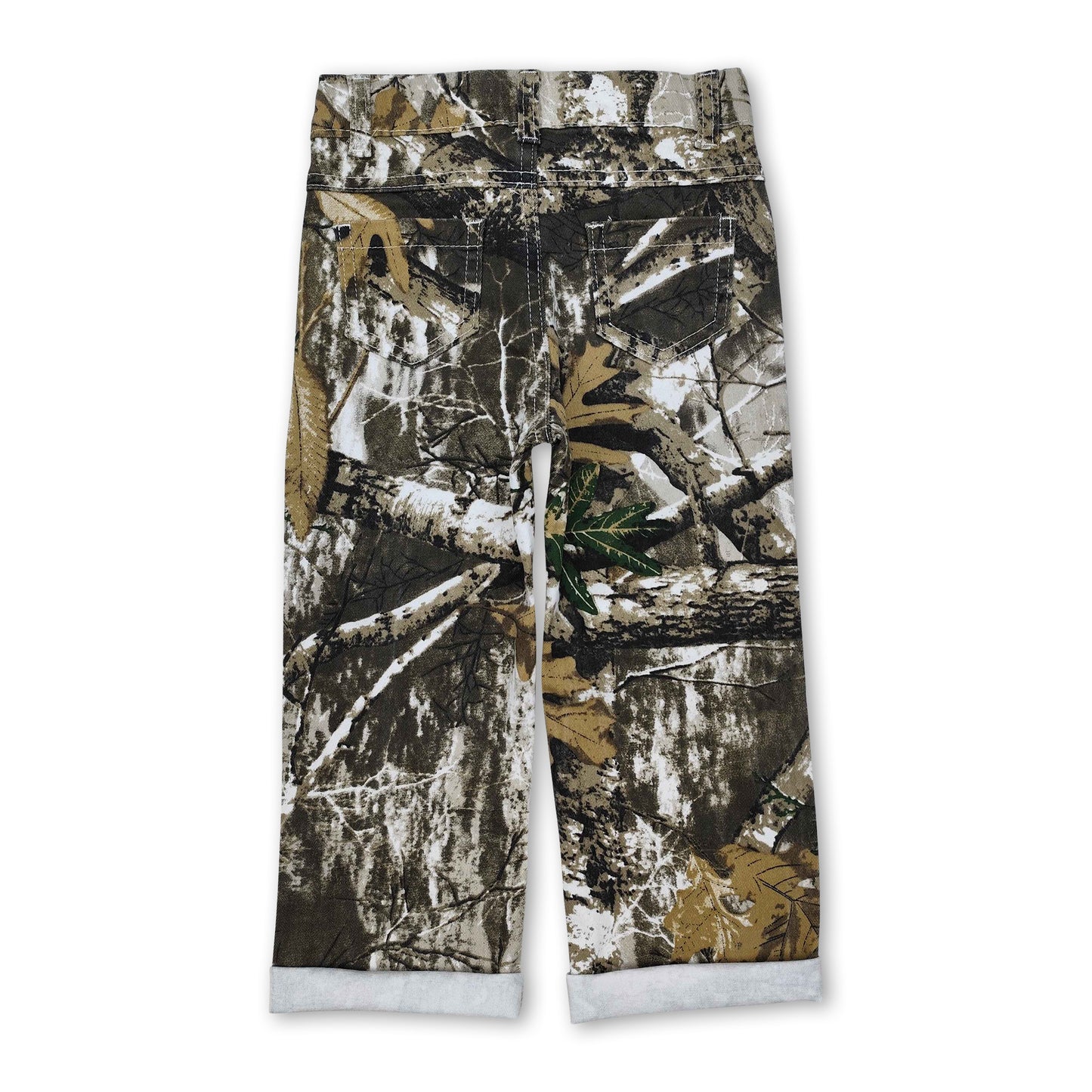 Leaves hole denim pants kids boys hunting jeans