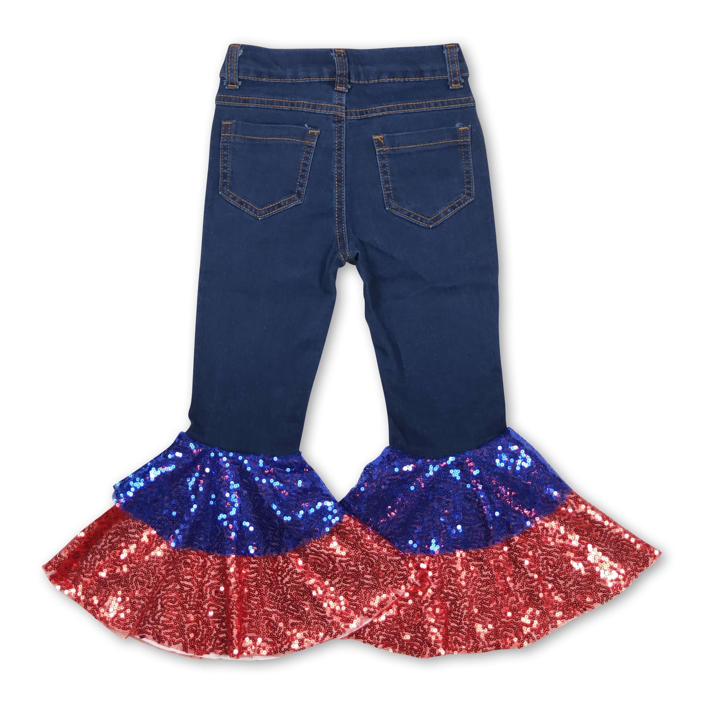 Blue red sequin kids girls 4th of july jeans