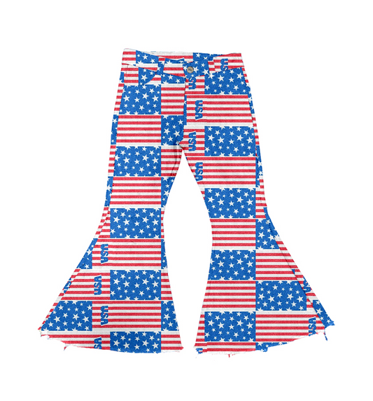 Stars stripe flag kids girls 4th of july jeans