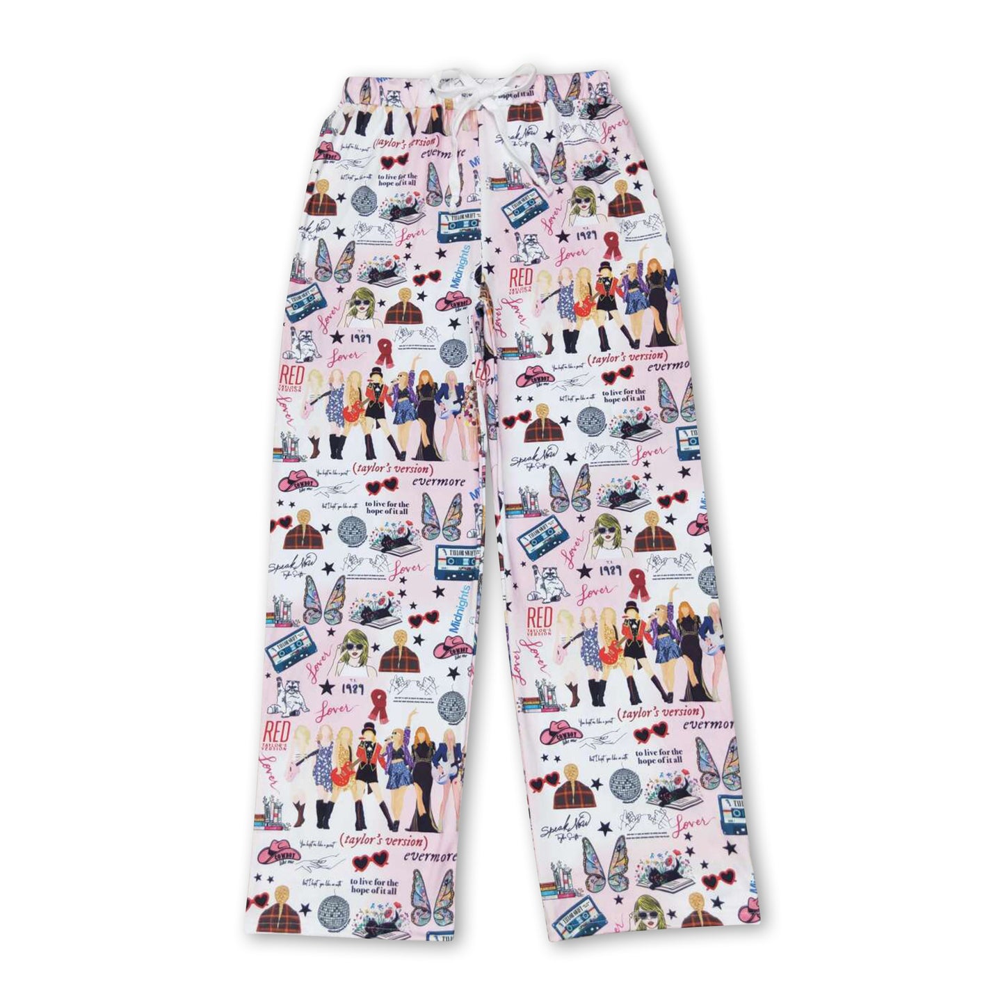 Pink butterfly pants singer adult women sleep bottom