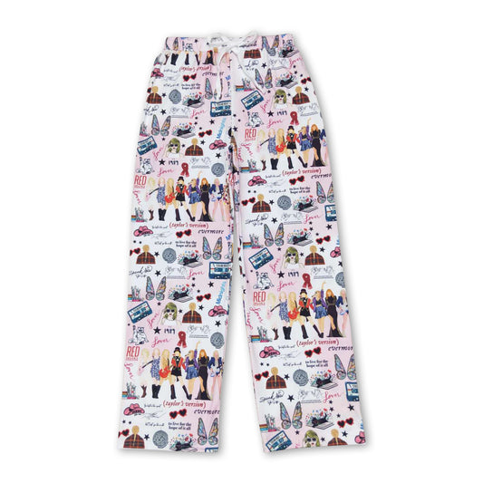 Pink butterfly pants singer adult women sleep bottom