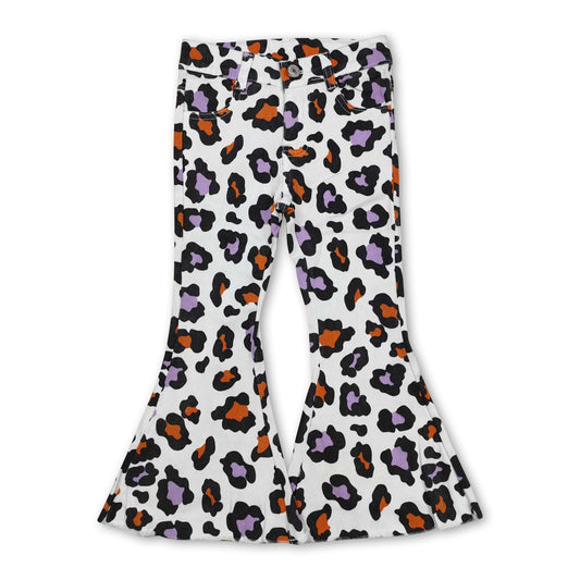 Orange purple leopard kids girls Halloween jeans