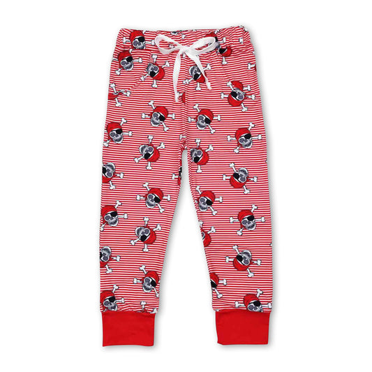 Red stripe skull kids boys Halloween pants