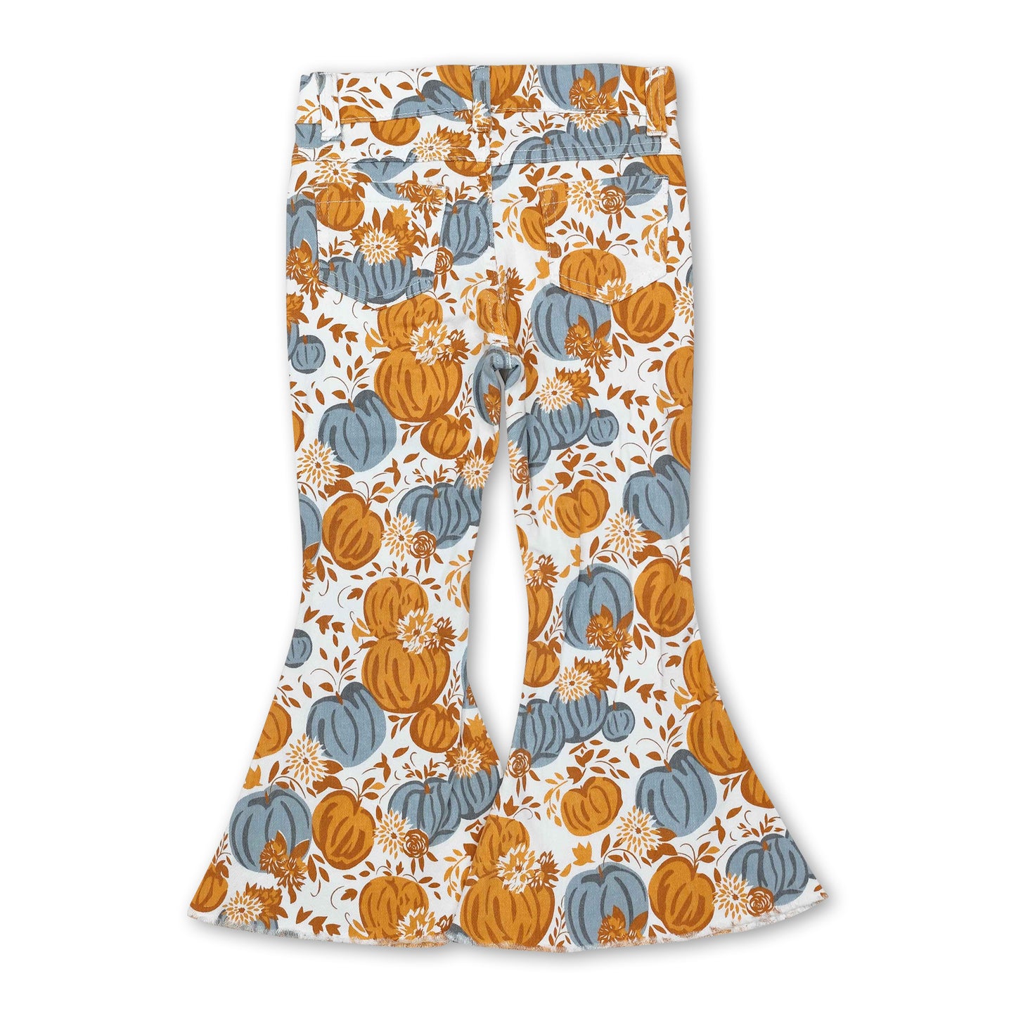 Pumpkin floral kids girls fall jeans