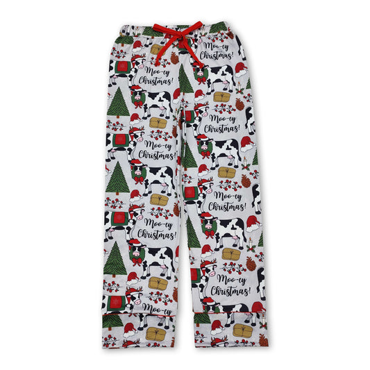 Christmas tree cow adult women pants sleepwear bottom