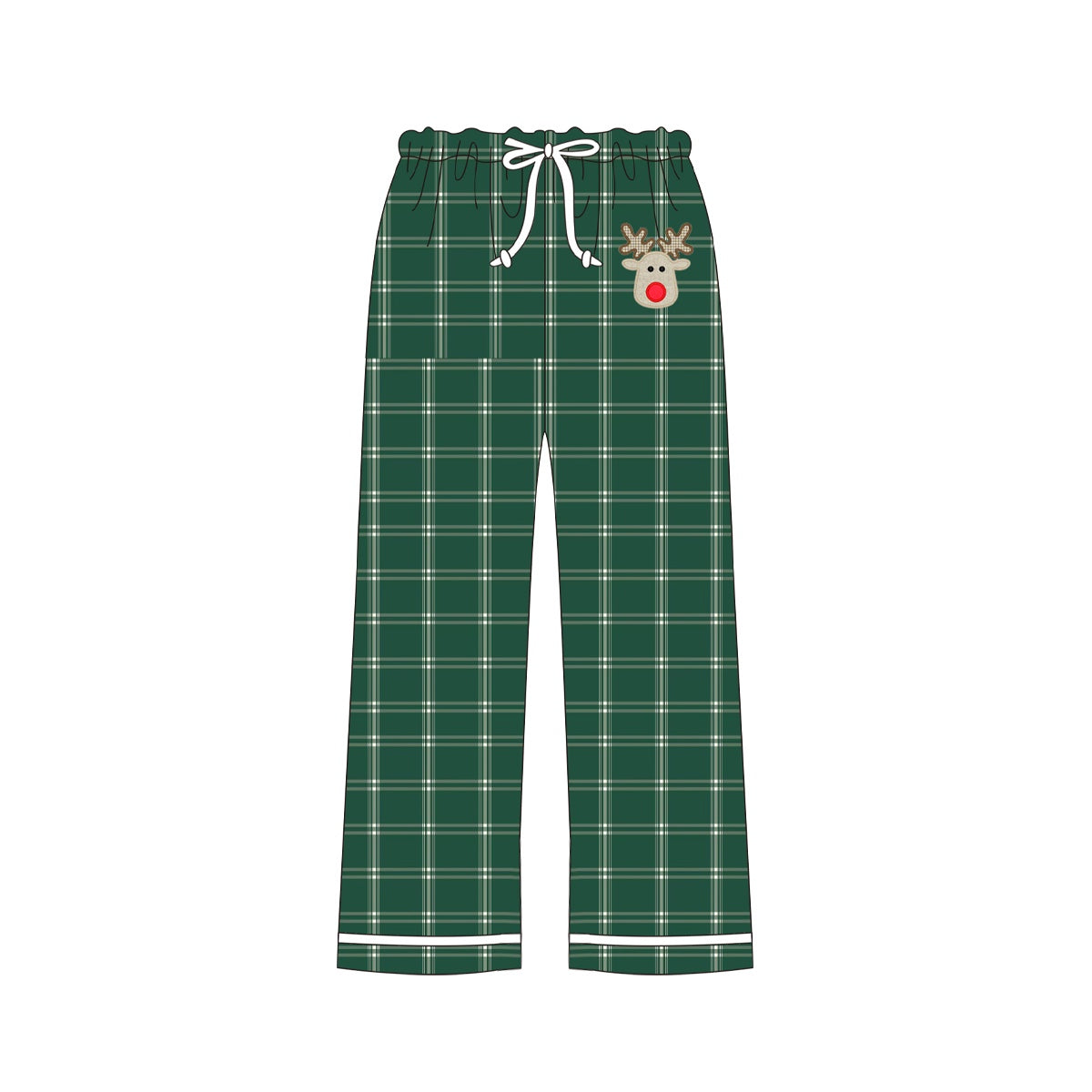 Green plaid deer adult pants Christmas sleepwear bottom